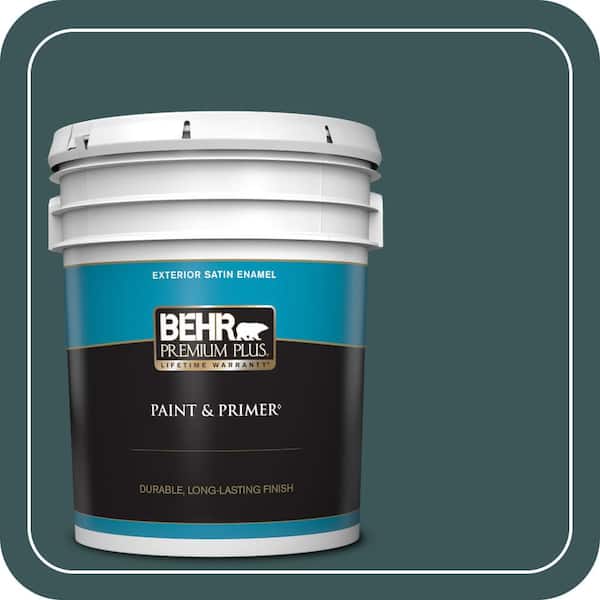 BEHR PREMIUM PLUS 5 gal. #PPU12-01 Abysse Satin Enamel Exterior Paint & Primer