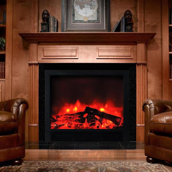 スミス M.S.L.C Fire-fly レッドヘッドブラック　13 Blaze 33 in. Recessed Electric Fireplace in Black FP765 - The Home