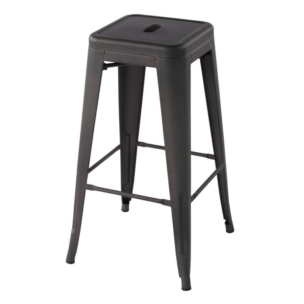 Homy Casa Zolnes 29 in. Gun Backless Metal Frame Bar Stool with Metal