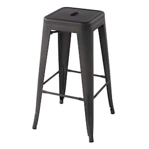 Zolnes 29 in. Gun Backless Metal Frame Bar Stool with Metal Seat (Set of 40)