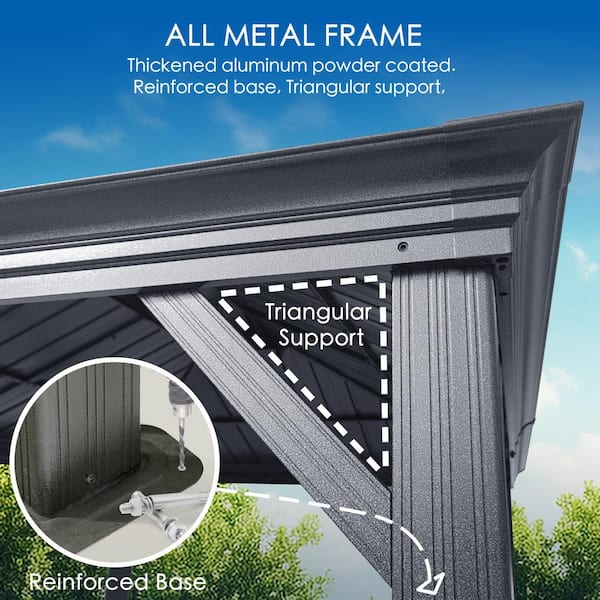 KOZYARD Alexander 12 ft. x 16 ft. Aluminum Gray Hardtop KOZYARD Alexander 12 ft. x 16 ft. Aluminum Gray Hardtop