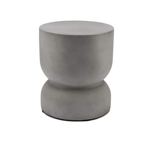 Cesicia Cement Gray Round Wood Stump Outdoor Coffee Table