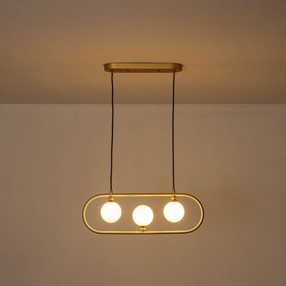 23 in. 3-Light Gold Oval Linear Pendant Light Island Chandelier Hanging Light with White Glass Shades for Kitchen price history on PriceWatchPro