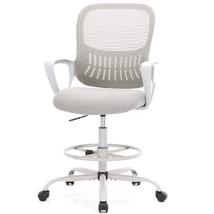 Tall Mesh Back Ergonomic Computer Office Chair Drafting Chair in Grey with Lumbar Support and Adjustable Foot-Ring