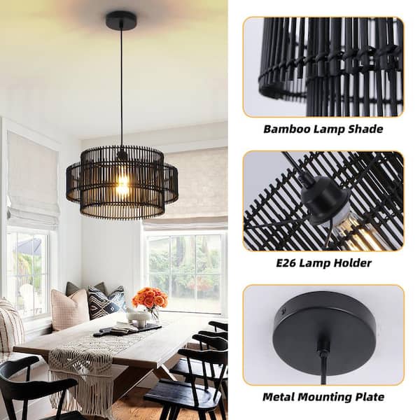 Black bamboo lamp shade sales