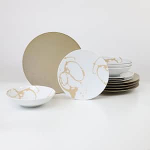 Nile 24-Piece Champaign Gold Porcelain Dinnerware Set (Service for 8)