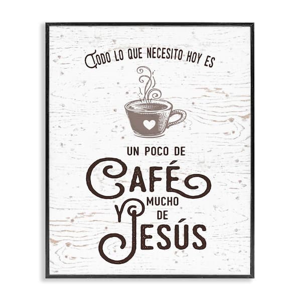 Stupell Industries Coffee and Jesus Translation by Lettered and Lined Black Framed Religious Giclee Art Print 30 in. x 24 in.