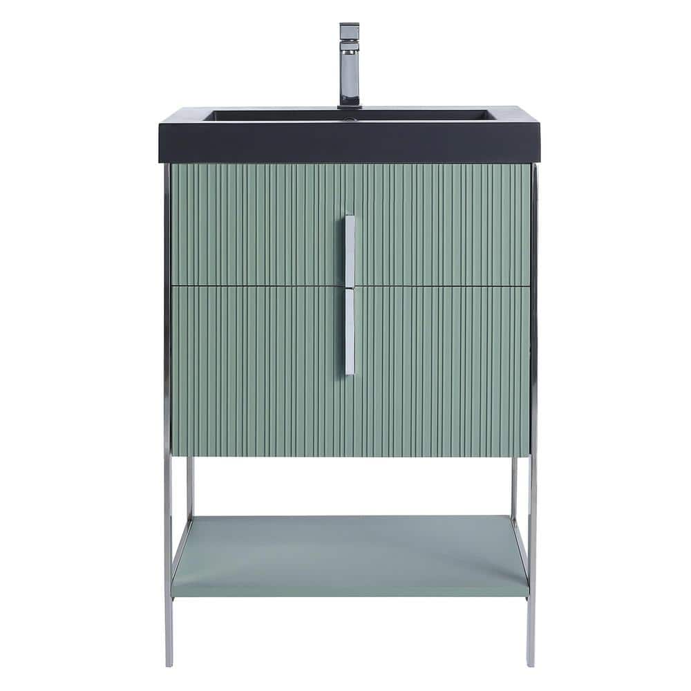 24 in. W x 18 in. D x 33.5 in. H Mint Green Bath Vanity with Black Gel Coated Acrylic Top with Chrome Hardware price history on PriceWatchPro