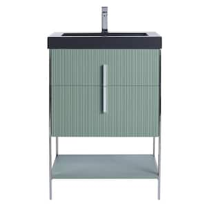 24 in. W x 18 in. D x 33.5 in. H Bath Vanity in Mint Green with Gel Coated Thick Edge top in Black With Chrome Hardware