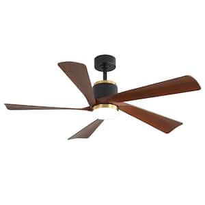 Whitney 52 in. Integrated LED Indoor Black Propeller Ceiling Fans with Light and Remote Control Included