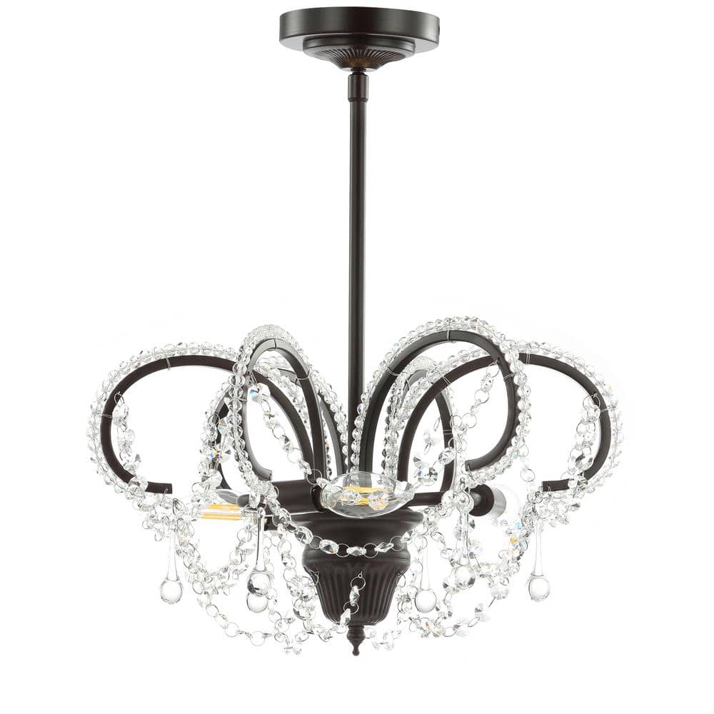 Bronze Crystal LED Adjustable Ceiling Mount Chandelier