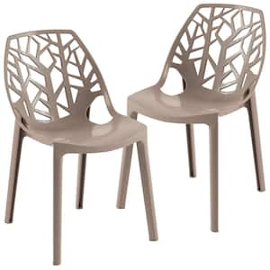 Cornelia Solid Taupe Plastic Dining Chair Set of 2