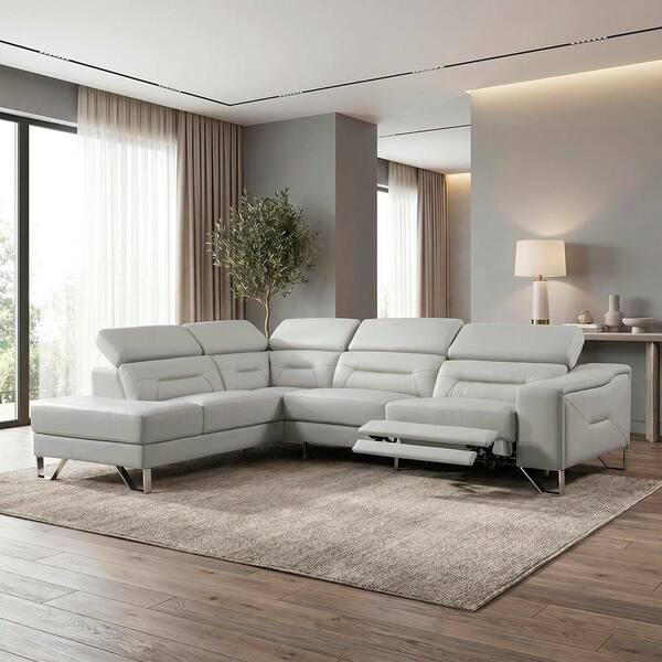 Lazzara Savoy 120 in. W Top Grain Leather 2-Piece Sectional Sofa