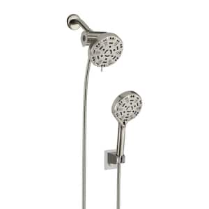8-Spray Patterns with 1.8 GPM 5 in. Wall Mount Dual Shower Heads with Hose and Shower Arm in Brushed Nickel