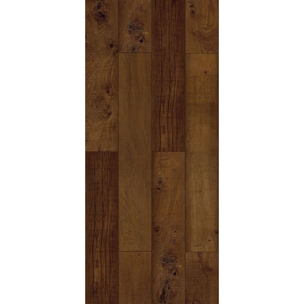 TrafficMaster Walnut Ember Java 4 MIL x 6 in. W x 36 in. L Peel and Stick Water Resistant Luxury Vinyl Plank Flooring (36 sqft/case)