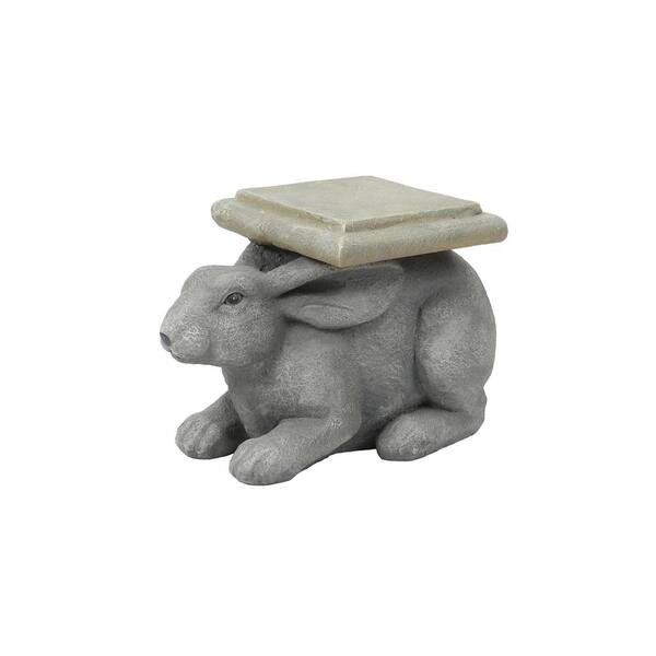 LuxenHome Gray MgO Rabbit Garden Stool