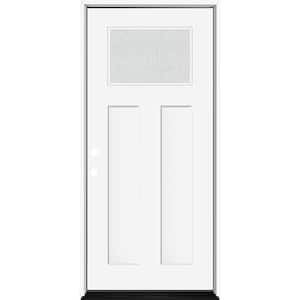 Legacy 36 in. x 80 in. 1/4 Toplite Rain Glass RHIS White Primed Fiberglass Prehung Front Door