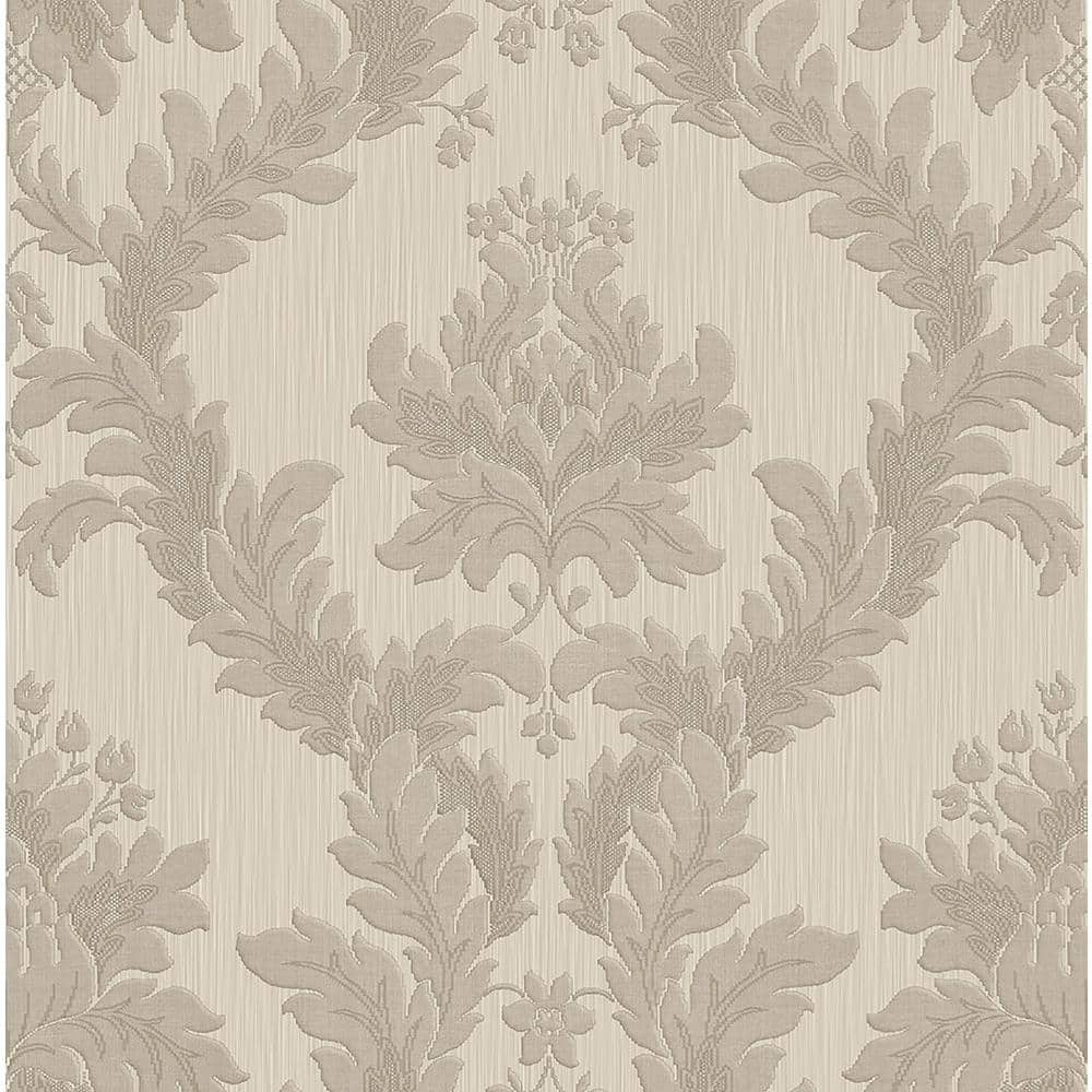 Ornamenta 2 Beige/Greige Classic Damask Design Non-Pasted Vinyl on Paper Ma