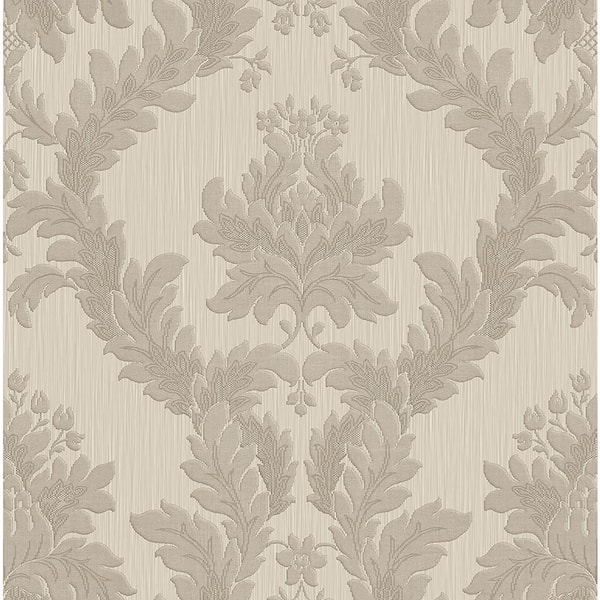 Unbranded Ornamenta 2 Beige/Greige Classic Damask Design Non-Pasted Vinyl on Paper Material Wallpaper Roll (Covers 57.75 sq. ft..)