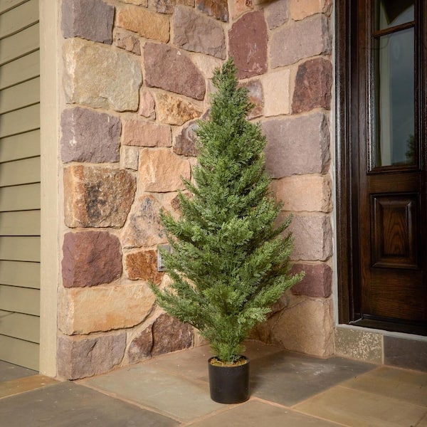 4 ft. Green Artificial UV Potted Arborvitae Tree