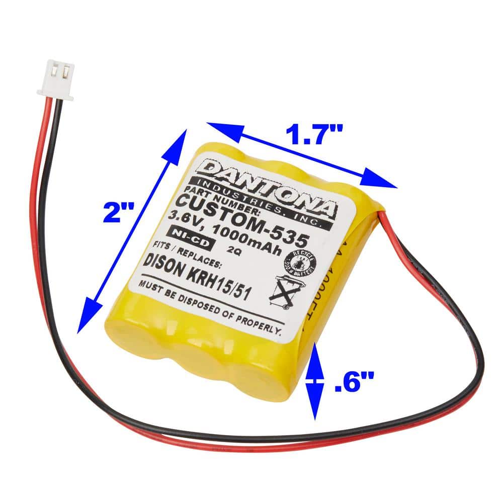 3.6-Volt NICAD 1000 mAh Emergency Lighting Battery KRH15/51