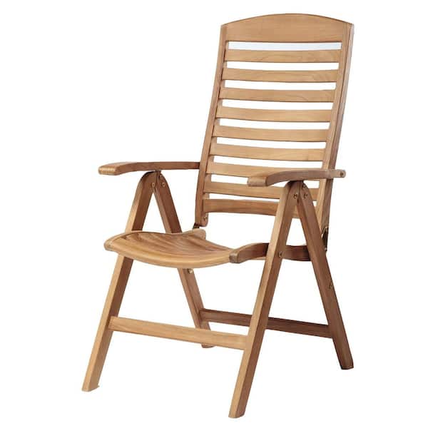 ARB Teak and Specialties Manhattan Natural Teak Wood Reclining Outdoor Armchair Chair
