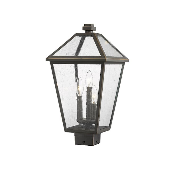 Unbranded Talbot 3-Light Bronze 18.5 in. Steel Hardwired Outdoor Weather Resistant Post Light Square Fitter with No Bulb Included