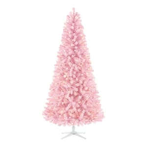 7 ft Shimmery Tinsel Pink Spruce Pre-Lit LED Artificial Christmas Tree 300 Warm White Mini Lights