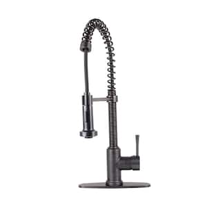 Residential Spring Kitchen Faucet with Flat 2-Function Spray Head and Deck Plate