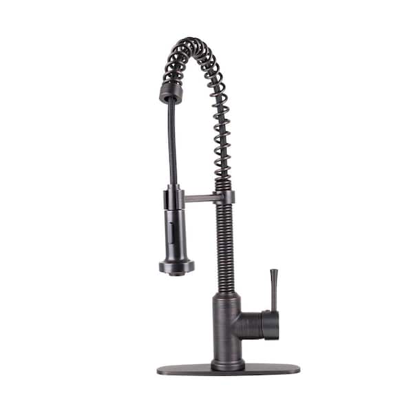Fontaine by Italia Residential Spring Kitchen Faucet with Flat 2-Function Spray Head and Deck Plate
