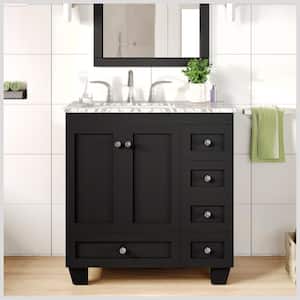 Acclaim 28 in. W x 22 in. D x 34 in. H Bath Vanity in Espresso with White Carrara Marble Top with White Sink