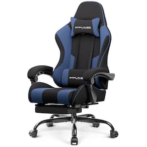 Gaming Chair Fabric Computer Chair with Footrest Height Adjustable Game Chair,Blue