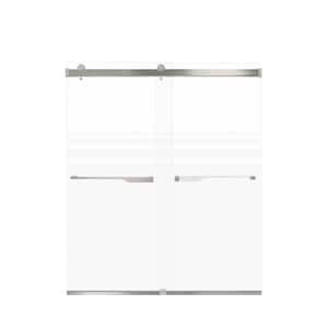 Brianna 60 in. W x 70 in. H Sliding Frameless Shower Door in Brushed Stainless with Frosted Glass