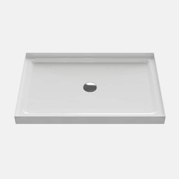 48 in. L x 32 in. W Alcove Corner Shower Pan Base with Center Drain in ...