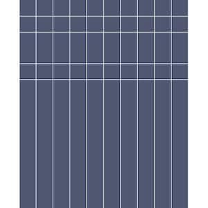 Navy Linear Gridwork Non Woven Preium Paper Peel and Stick Matte Wallpaper Approximately 34.2 sq. ft