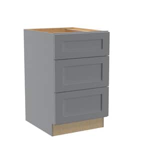 Tremont Pearl Gray Painted Plywood Shaker Assembled Base Drawer Kitchen Cabinet 21 W in. 24 D in. 34.5 in. H