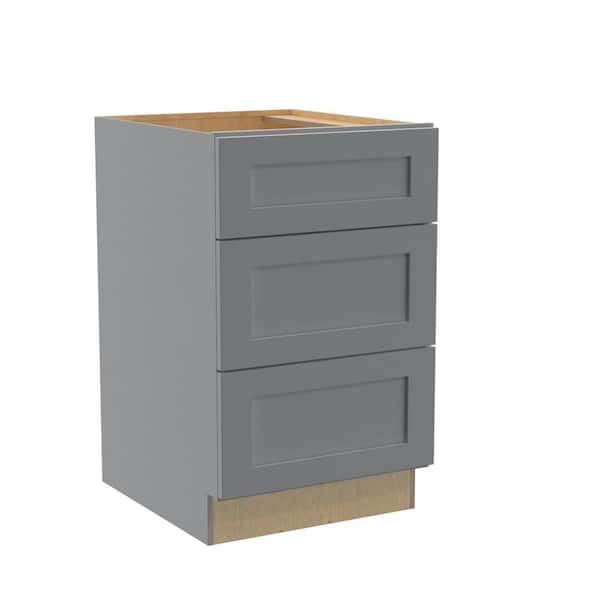 Newport 21 in. W x 24 in. D x 34.5 in. H Assembled Plywood Drawer Base Kitchen Cabinet in Pearl Gray with Soft Close