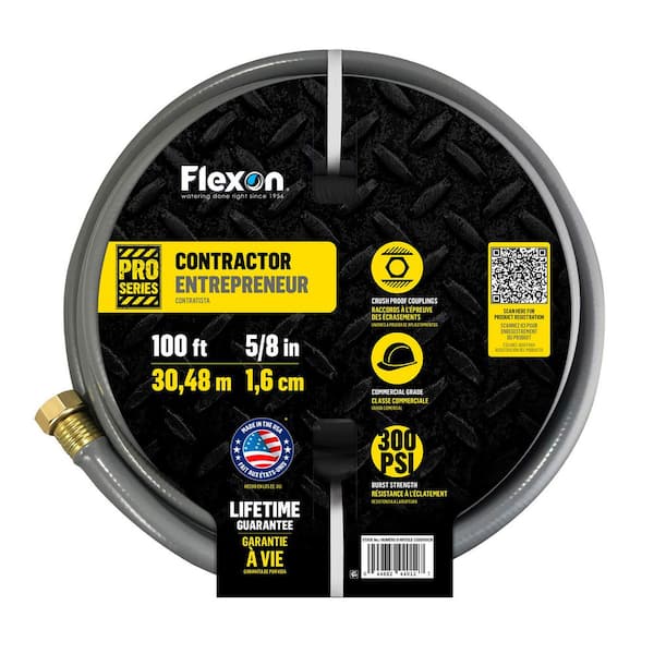 Flexon 5/8 in. Dia x 100 ft. Contractor Grade Water Hose CG58100CNEC ...