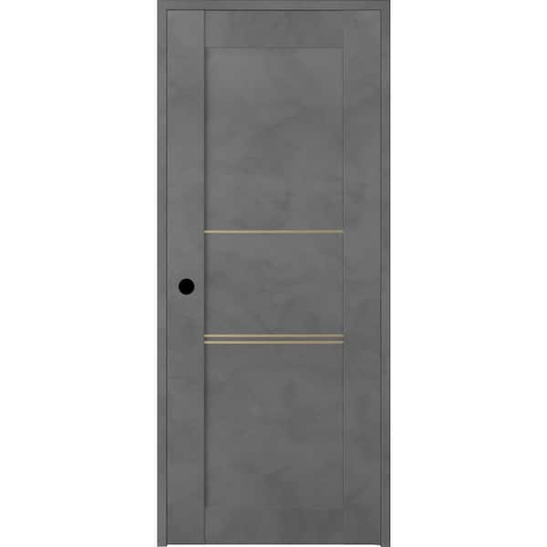 Belldinni Vona 07 3H Gold 18 in. x 80 in. Right-Handed Solid Core Dark Urban Textured Wood Single Prehung Interior Door