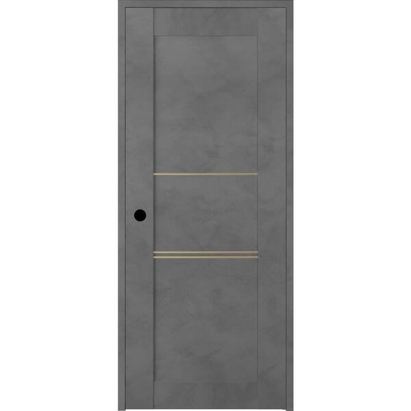 Belldinni Vona 07 3H Gold 28 in. x 80 in. Right-Handed Solid Core Dark Urban Textured Wood Single Prehung Interior Door