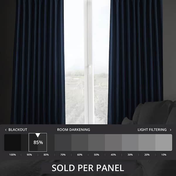 Indigo Blue Faux Linen Extra Wide Room Darkening Curtain - 100 in. W X 108 in. L (1 Panel)