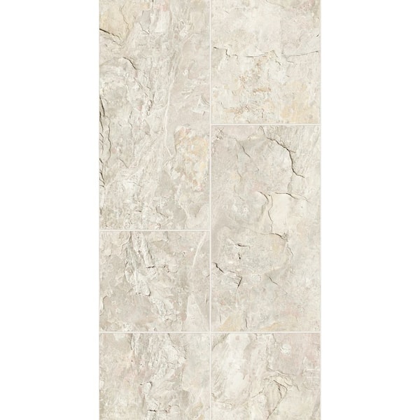 Unbranded Bricks and More Collection Cream/White Stone Tile Matte Finish Vinyl on Non-Woven Non-Pasted Wallpaper Roll