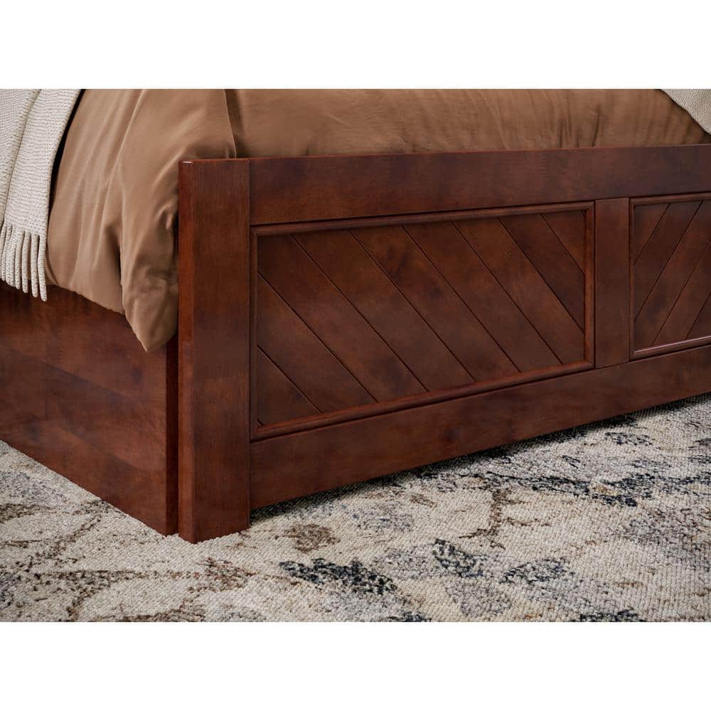 Canyon Walnut Full Wood Platform Bed with Storage Drawers