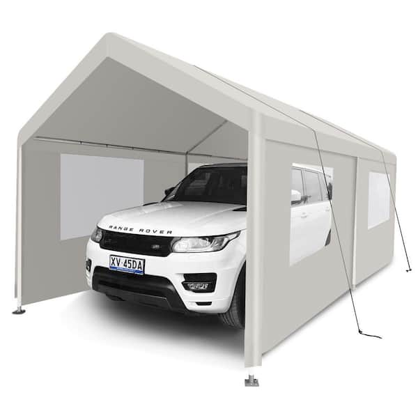 10 ft. W x 20 ft. D x 9.25 ft. H White Roof Metal Heavy-Duty Garage