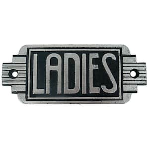 2.5 in. x 6 in. Streamlined Art Deco Cast Iron Ladies Room Door Sign