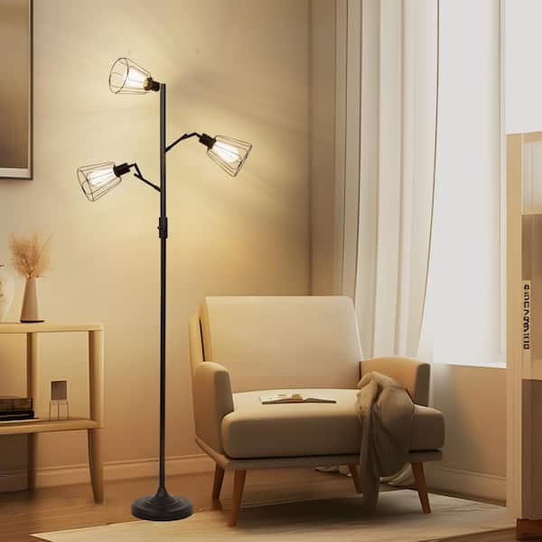 TOZING 69 in. Black Classic Industrial 3-Light Adjustable TOZING 69 in. Black Classic Industrial 3-Light Adjustable