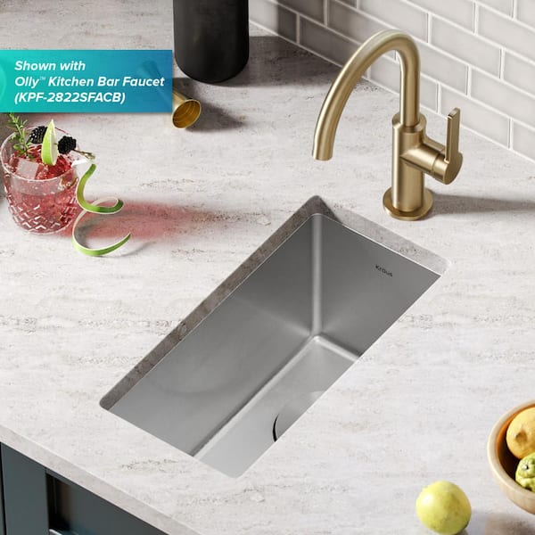KRAUS Standart PRO 10 Undermount 16 Gauge Stainless Steel Single Bowl Bar Prep Kitchen Sink KHU101-10