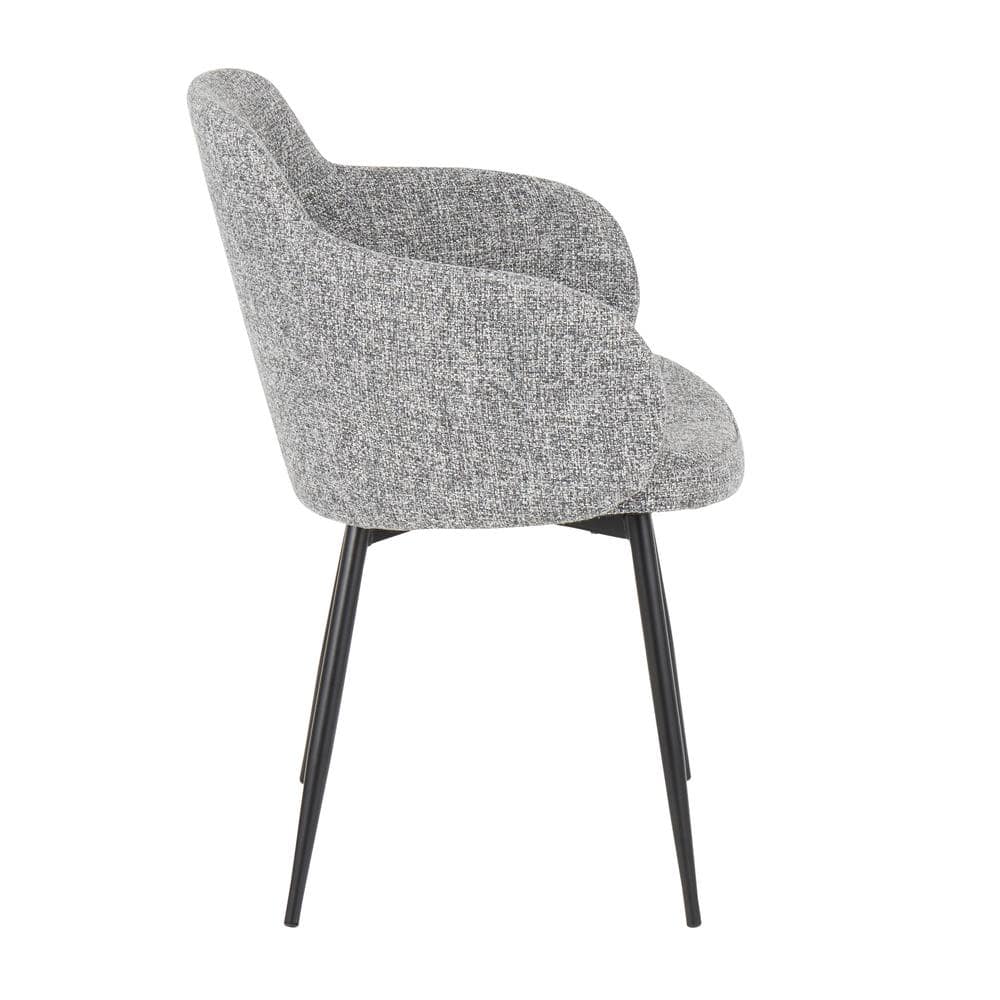 High-Back Boyne Chair with Upholstered Bucket Seat and Black Metal Legs