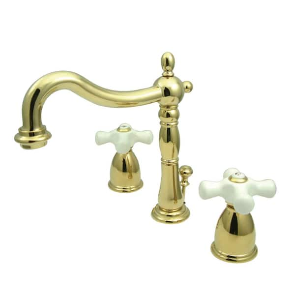 Kingston Brass Heritage 8 in. Widespread 2-Handle Bathroom Faucet in Polished Brass