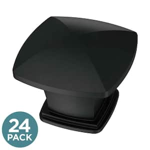 Soft Square 1-1/4 in. (32 mm) Classic Matte Black Square Cabinet Knobs (24-Pack)